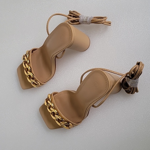 Women's Sandals, Square Open Toe, Chunky Block Heel, Ankle Strap - Picture 3 of 9